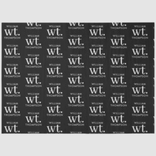 黒ミニマルモダンと白の名モノグラムの前 薄葉紙