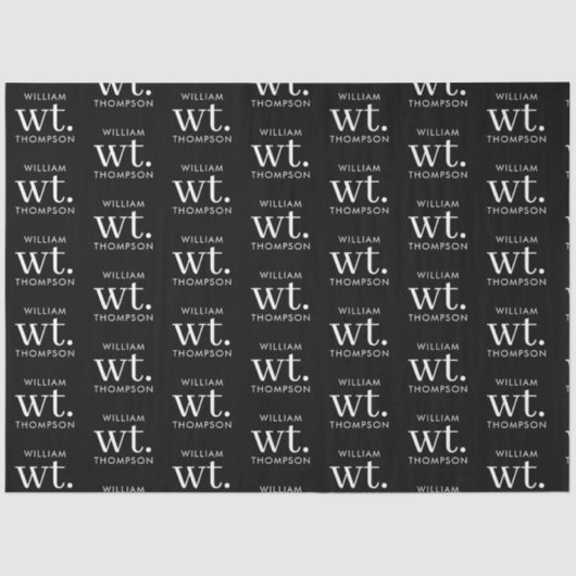 黒ミニマルモダンと白の名モノグラムの前 薄葉紙 (正面)