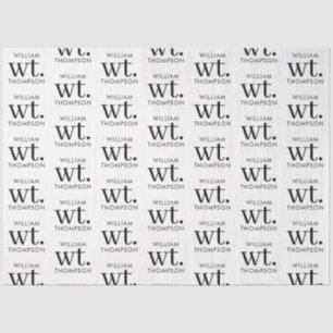 黒ミニマルモダンと白の名モノグラムの前 薄葉紙