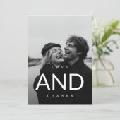 黒ミニマルモダンタイポグラフィ写真結婚の サンキューカード (スタンド正面)