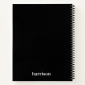 黒ミニマルモダンモノグラム ノートブック (裏面)