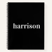 黒ミニマルモダンモノグラム ノートブック (正面)