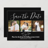 黒ミニマルモダン写真ミニマル日付の保存 (正面/裏面)