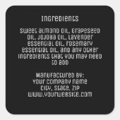 黒ミニマルモダン成分ラベル スクエアシール (正面)