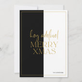 黒ミニマルモダン白の分割スクリーン 招待状 (正面)