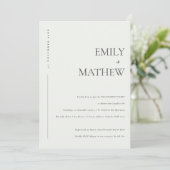 黒ミニマルモダン白タイポグラフィ婚約 招待状 (スタンド正面)