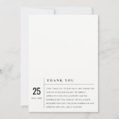 黒ミニマルモダン白タイポグラフィ結婚 サンキューカード (正面)