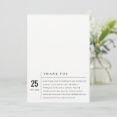 黒ミニマルモダン白タイポグラフィ結婚 サンキューカード (スタンド正面)