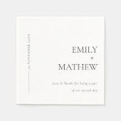 黒ミニマルモダン白タイポグラフィ結婚 スタンダードカクテルナプキン (正面)