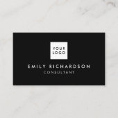 黒ミニマルモダン白プロフェッショナルロゴ 名刺 (正面)