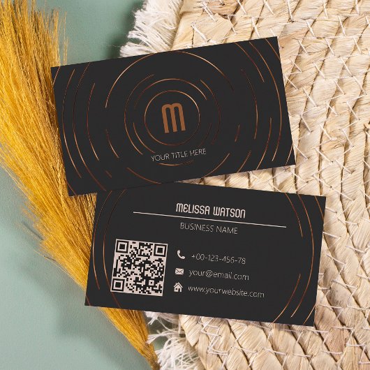 黒ミニマルモダン色、銅フレッシュ 名刺