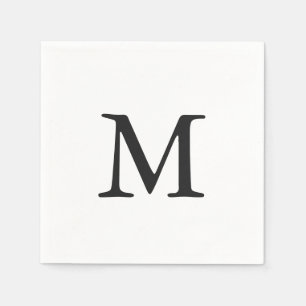 黒ミニマルモノグラ結婚ム スタンダードカクテルナプキン