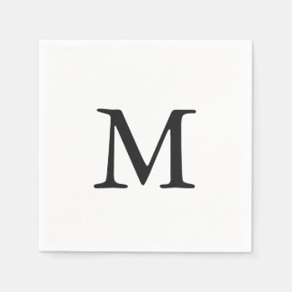 黒ミニマルモノグラ結婚ム スタンダードカクテルナプキン