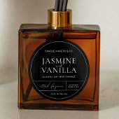 黒ミニマル丸エレガント錫ふたキャンドルラベル ラウンドシール