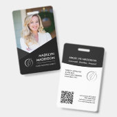 黒ミニマル写真公証人署名エージェントバッジ バッジ (表裏)