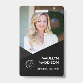 黒ミニマル写真公証人署名エージェントバッジ バッジ