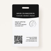 黒ミニマル写真公証人署名エージェントバッジ バッジ (裏面)