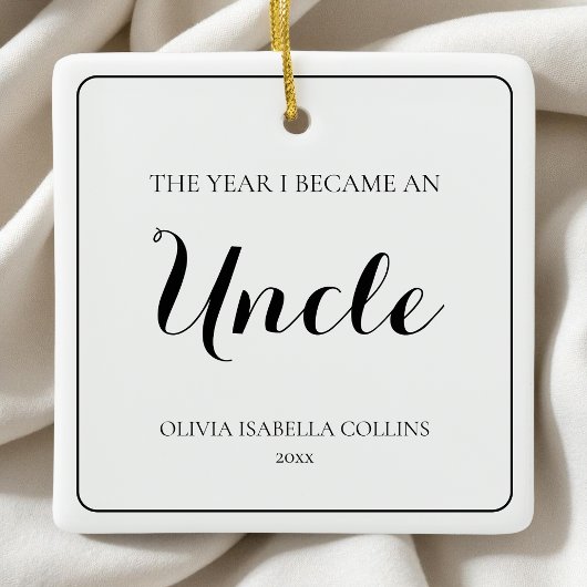 黒ミニマル字の初めてのクリスマスシンプルおじさん セラミックオーナメント