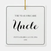 黒ミニマル字の初めてのクリスマスシンプルおじさん セラミックオーナメント (裏面)