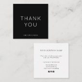 黒ミニマル小ビジネスサンキューカード ノートカード (正面/裏面)