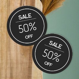 黒ミニマル店プロモーション販売シール ラウンドシール