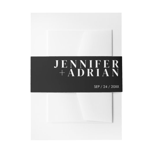 黒ミニマル招待状用帯 招待状ベリーバンド (正面例)