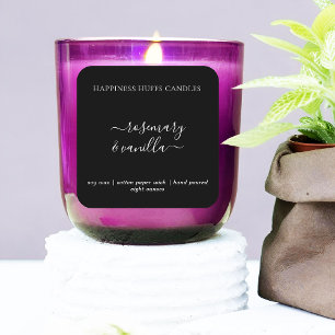 黒ミニマル文字キャンドルラベル正方形シール スクエアシール