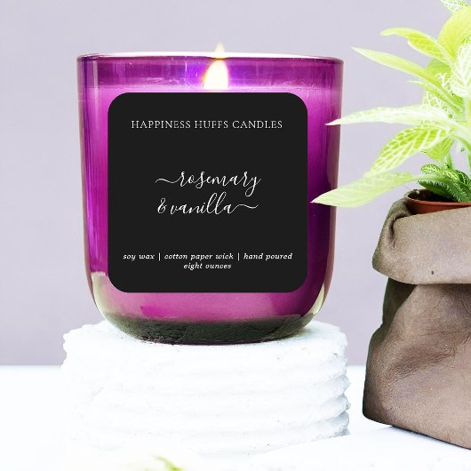 黒ミニマル文字キャンドルラベル正方形シール スクエアシール