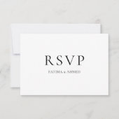 黒ミニマル文字ムスリムモダン結婚式RSVP 出欠カード (正面)