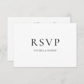 黒ミニマル文字ムスリムモダン結婚式RSVP 出欠カード (正面/裏面)