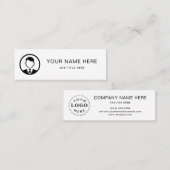 黒ミニマル文字付きホワイトミニ通話カード コーリングカード (正面/裏面)