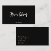 黒ミニマル文字書エレガント跡 名刺 (正面/裏面)