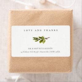 黒ミニマル松の枝の葉のアドレス ラベル