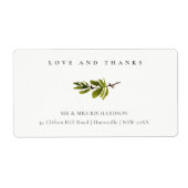 黒ミニマル松の枝の葉のアドレス ラベル (正面)