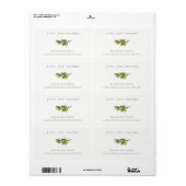 黒ミニマル松の枝の葉のアドレス ラベル (フルシート)