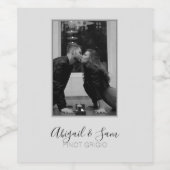 黒ミニマル枠の白いスクリプトフォト ワインラベル (シングルラベル)