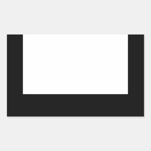 黒ミニマル枠デザイン白Rシール 長方形シール (正面)