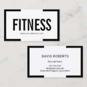 黒ミニマル枠フィットネスパーソナルトレーナー 名刺 (正面/裏面)