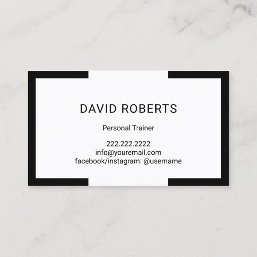 黒ミニマル枠フィットネスパーソナルトレーナー 名刺 (裏面)