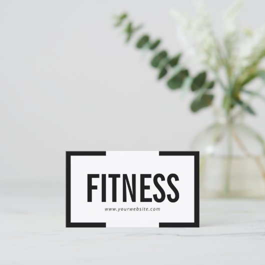 黒ミニマル枠フィットネスパーソナルトレーナー 名刺 (スタンド正面)