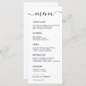 黒ミニマル白のメ結婚ニュー・カード メニュー (正面/裏面)