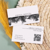 黒ミニマル白の淡水色 名刺