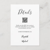 黒ミニマル白の結婚詳細QRコード エンクロージャーカード (正面)