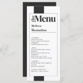 黒ミニマル白エレガントなはっきりしたウェディングメニュー メニュー (正面/裏面)