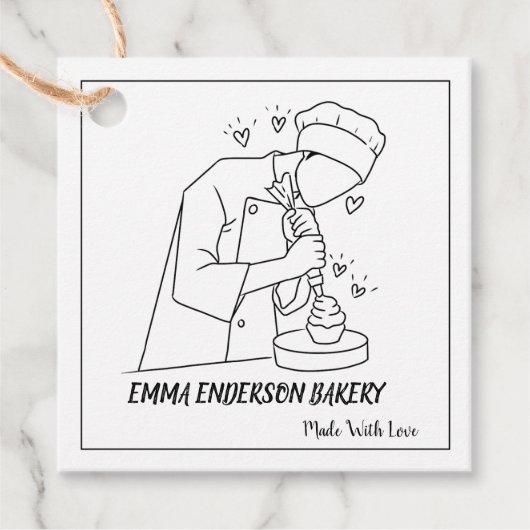 黒ミニマル白グッズ焼いたタイポグラフィ フェイバータグ (正面)