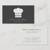 黒ミニマル白シェフモダンハットケータリング 名刺 (正面/裏面)