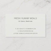 黒ミニマル白シェフモダンハットケータリング 名刺 (裏面)