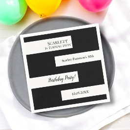 黒ミニマル白シックエレガント50誕生日 スタンダードカクテルナプキン