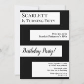 黒ミニマル白シックエレガント50誕生日 招待状 (正面)