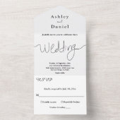 黒ミニマル白シモダンック結婚ス オールインワン招待状 (内側)